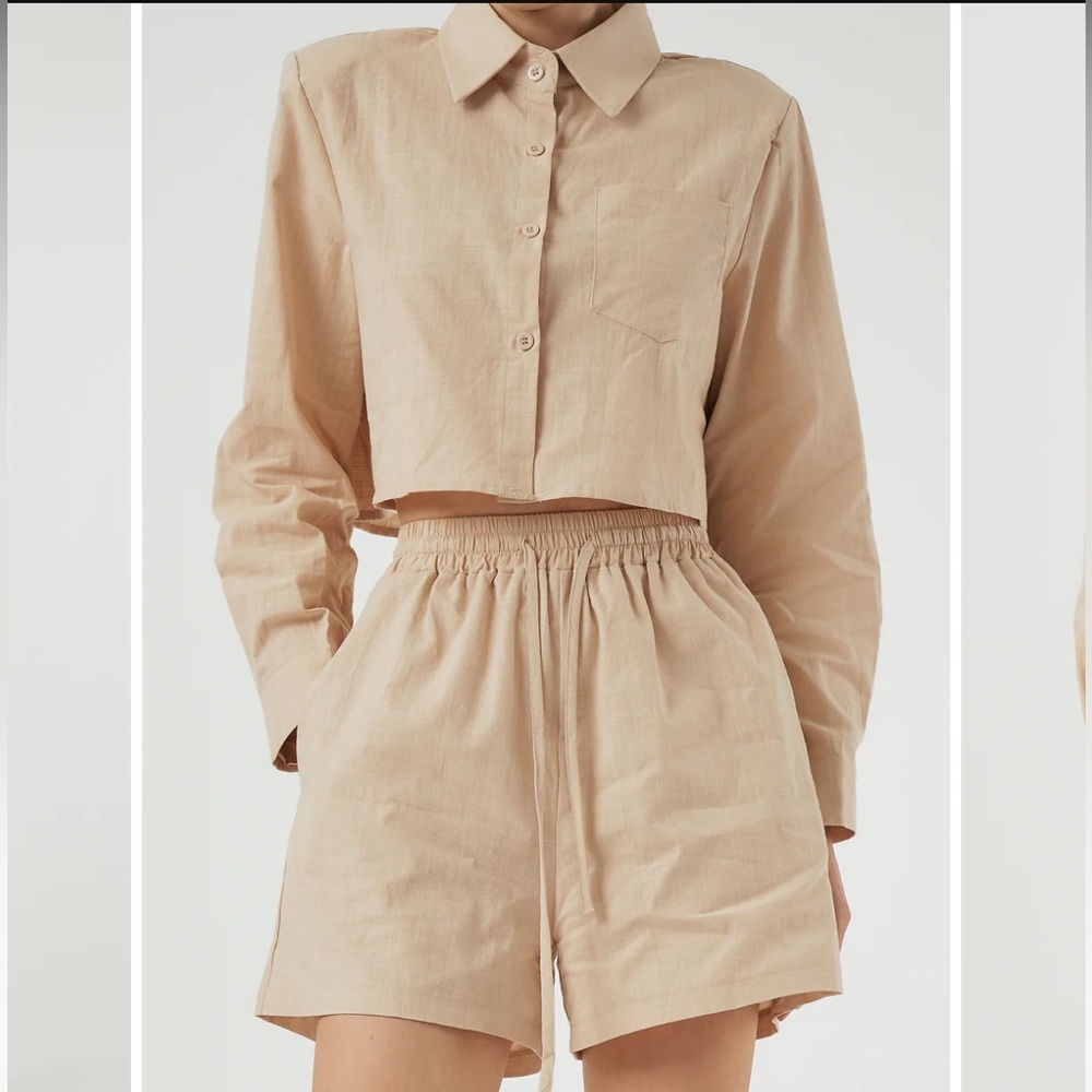 Storets beige cropped two-piece set